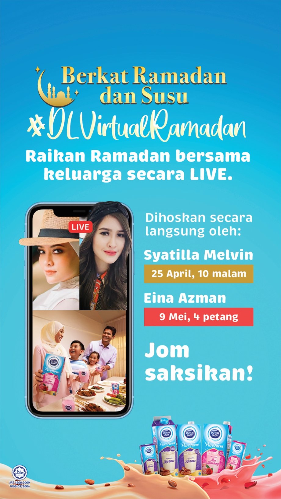 SIRI Virtual Ramadan kolaborasi Dutch Lady dengan Syatilla dan Eina sebagai hos.
