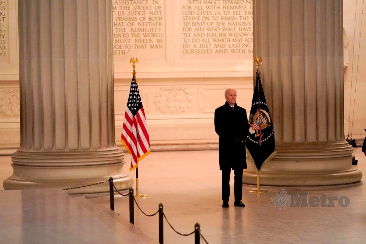 PRESIDEN Amerika Syarikat, Joe Biden ketika Majlis Angkat Sumpah sebagai Presiden Amerika Syarikat, hari ini. FOTO AFP