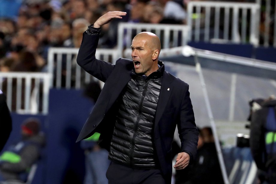 REAKSI jurulatih Real Madrid, Zinedine Zidane. - FOTO EPA-EFE