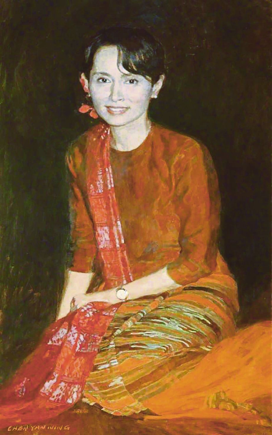 POTRET Suu Kyi yang diturunkan di Kolej St Hugh, Universiti Oxford di London, Britain. - Agensi