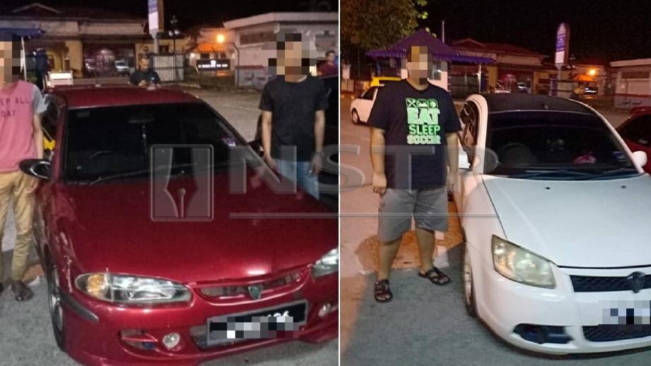 LIMA lelaki berusia 21 hingga 25 tahun ditahan polis ketika berlumba di Jalan Simpanh Kuala/Alor Mengkudu dalam Ops Samseng Jalanan. FOTO Ihsan PDRM