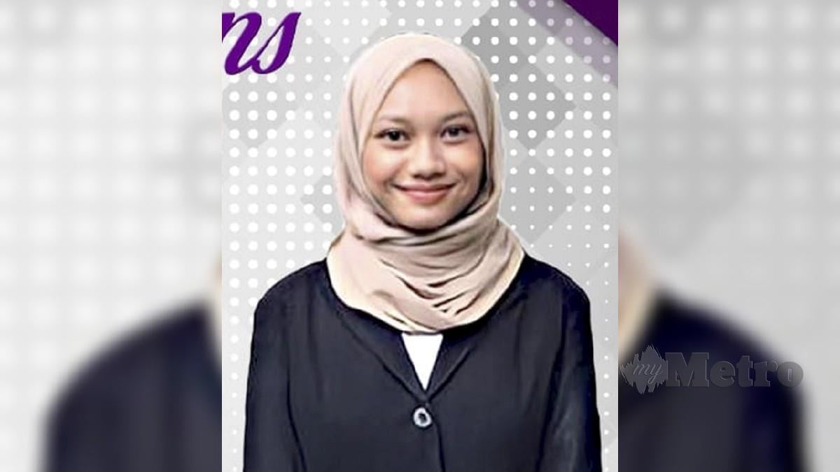 Fatin Najwa Azman, 22, pelajar semester kelima program ACCA. FOTO FB UITM