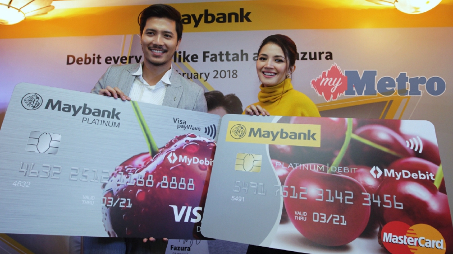 FATTAH Amin dan Fazura dilantik sebagai duta kad debit di Menara Maybank 100, Jalan Tun Perak. FOTO Aswadi Alias