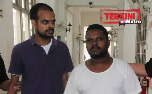 DUA beradik tiri, S Chandran, 33 (kiri) dan P Marie, 29, dibebaskan oleh Mahkamah Tinggi daripada tuduhan membunuh. FOTO Mohd Azren Jamaludin