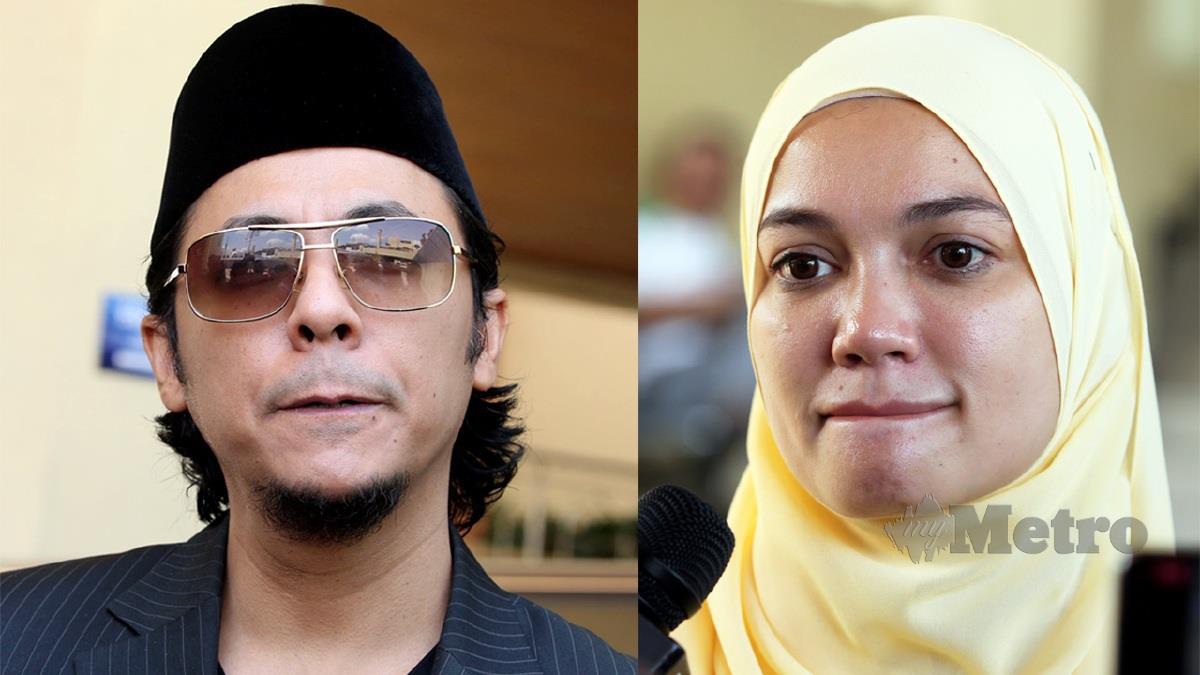 Syamsul Yusof (kiri) dan Puteri Sarah selepas menghadiri Jawatan Kuasa Pendamai di Jabatan Agama Islam Wilayah Persekutuan (JAWI), Kuala Lumpur. FOTO HAIRUL ANUAR RAHIM