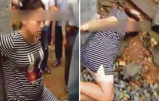 GAMBAR yang dipetik dari rakaman video menunjukkan wanita itu diikat (kiri) sebelum dia dipukul hingga pengsan (kanan). 