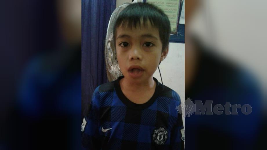 MUHAMMAD Zahiruddin Putra Mohd Fauzi, 8, dilaporkan hilang selepas keluar dari rumahnya di Bandar Seri Putra, Kajang, semalam. FOTO Ihsan keluarga
