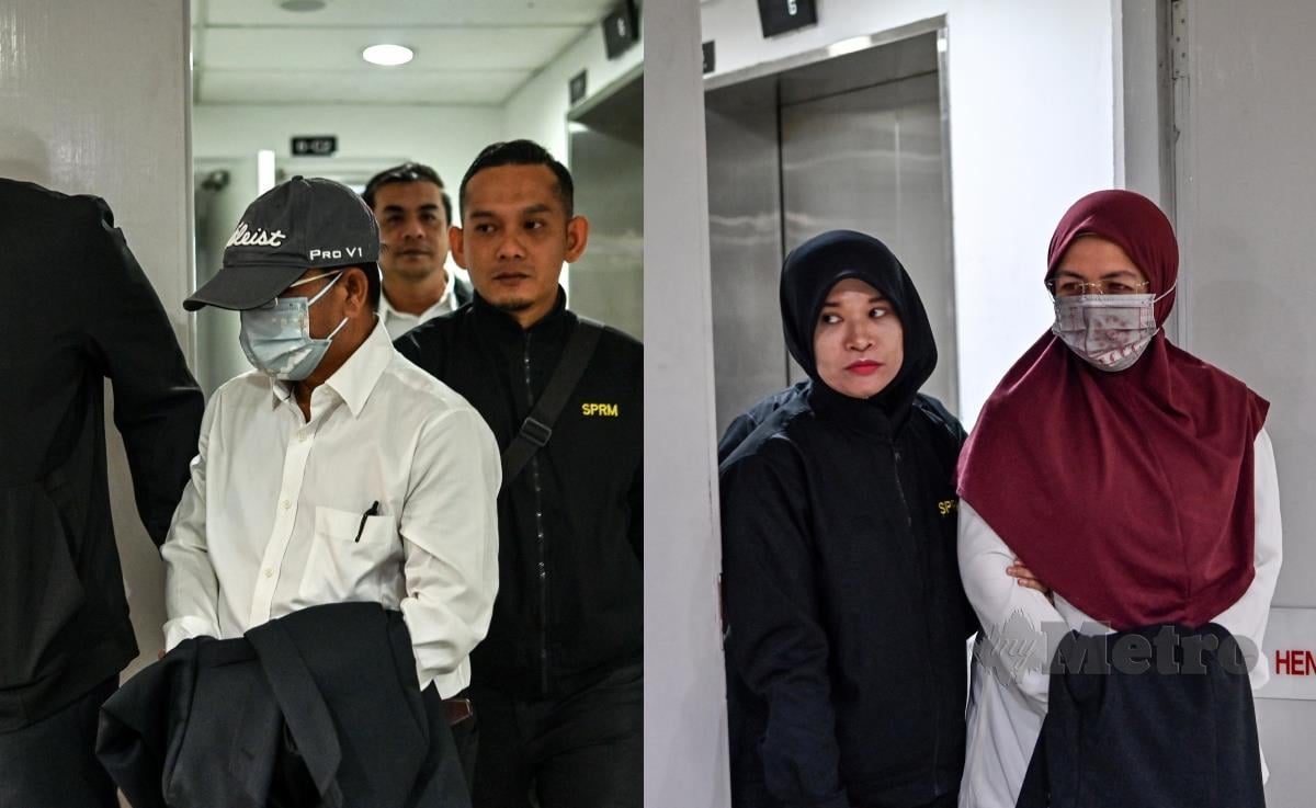 Bekas ahli majlis sebuah agensi kerajaan di Terengganu bergelar Datuk dan isterinya mengaku tidak bersalah di Mahkamah Sesyen di sini hari ini atas tuduhan salah guna kuasa dan menipu dengan mengemukakan tuntutan palsu berjumlah hampir RM20,000. FOTO GHAZALI KORI