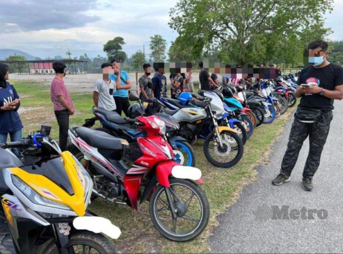 Motosikal yang disita dalam Ops motosikal dan Samseng Jalanan di sekitar daerah Baling. FOTO IHSAN PDRM