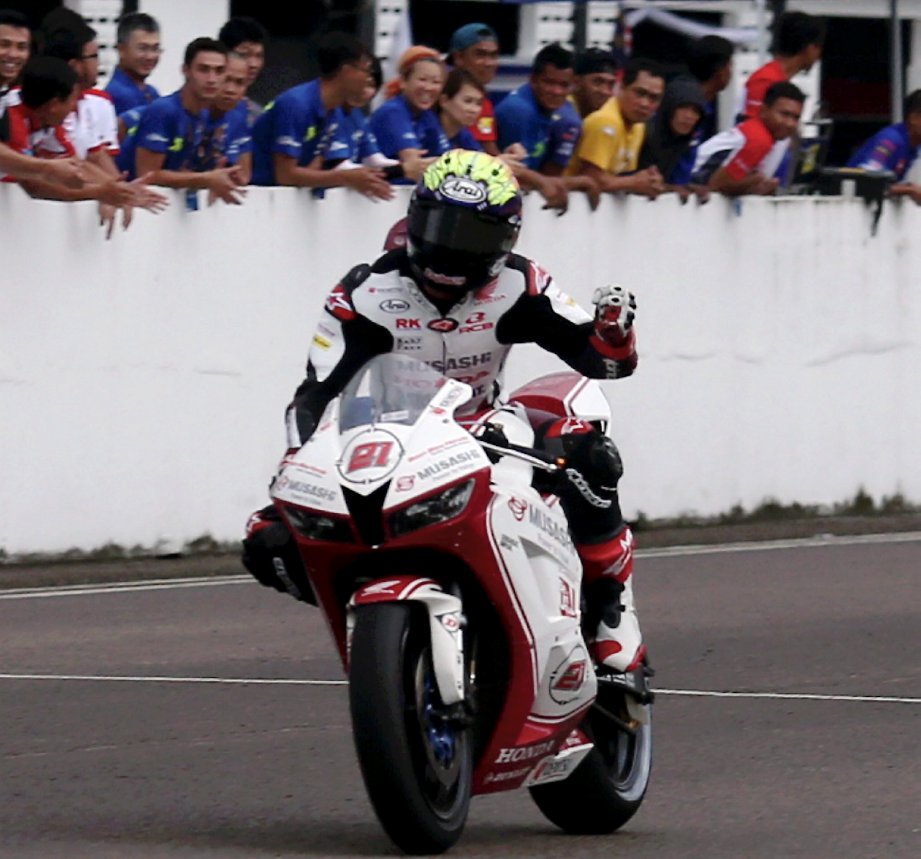 PENUNGGANG Musashi Boon Siew Honda Racing, Md Zaqhwan Zaidi muncul naib juara Perlumbaan 1 SuperSports 600cc di Litar Lumba Motor Madras, Chennai, India. FOTO NSTP