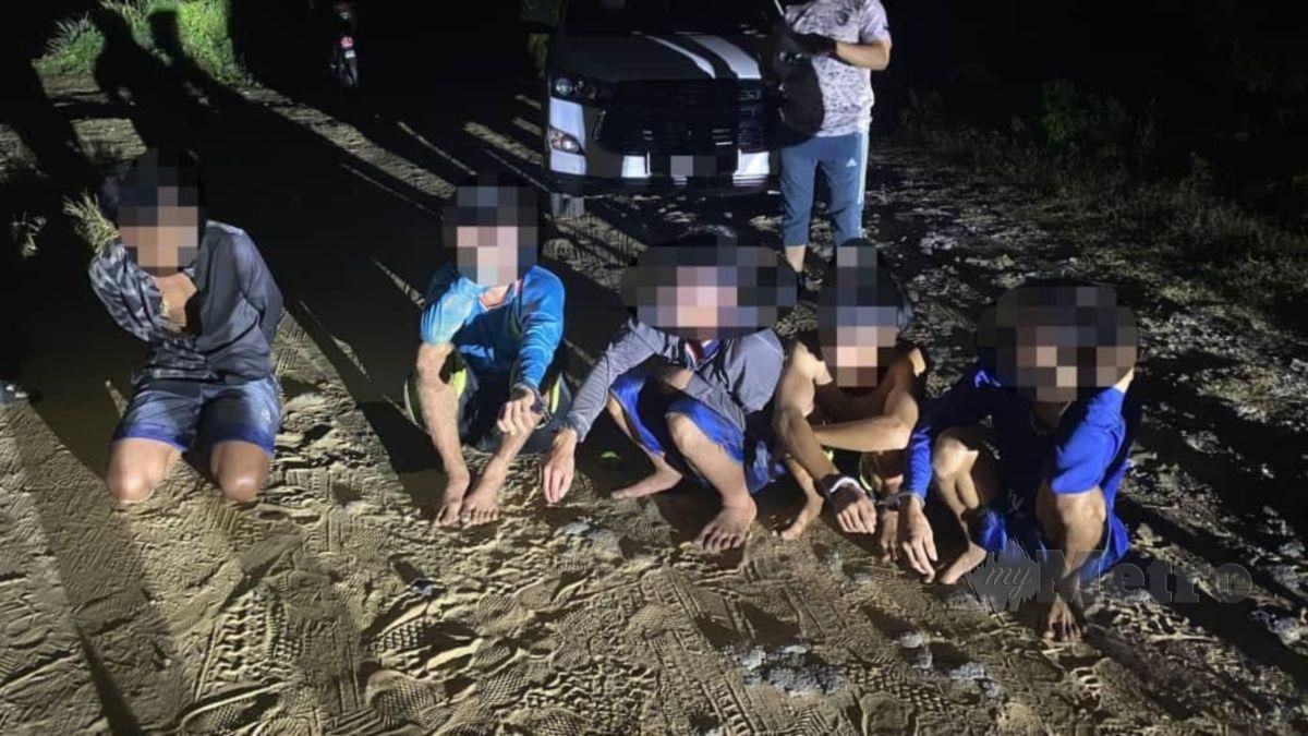 Lima warga Vietnam yang melarikan diri dari lokap Maritim Malaysia di Miri sejak 15 Julai lalu, berjaya ditahan semula malam tadi. FOTO APMM