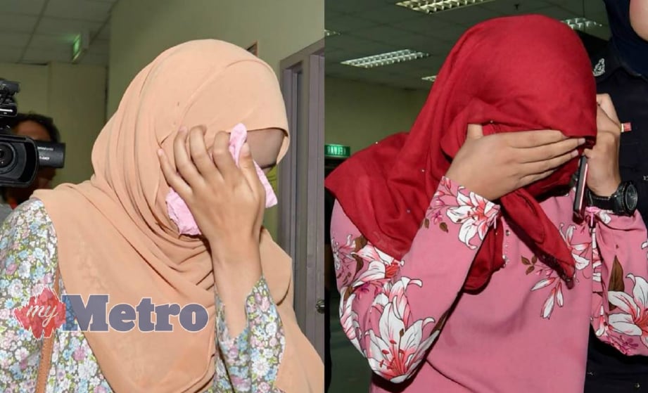 DUA wanita yang dijatuhi hukuman sebat atas kesalahan melakukan hubungan sejenis hadir ke Mahkamah Tinggi Syariah Kuala Terengganu menjalani hukuman hari ini. FOTO Ghazali Kori