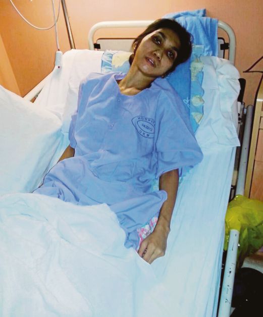 SHANIZAH yang menerima rawatan di Pusat Perubatan Universiti Kebangsaan Malaysia (PPUKM).