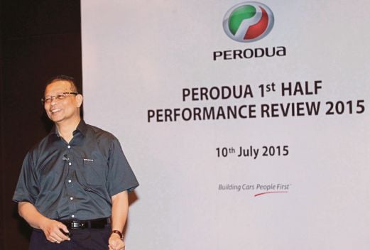 AMINAR Rashid mengumumkan prestasi PERODUA bagi enam bulan pertama 2015. 