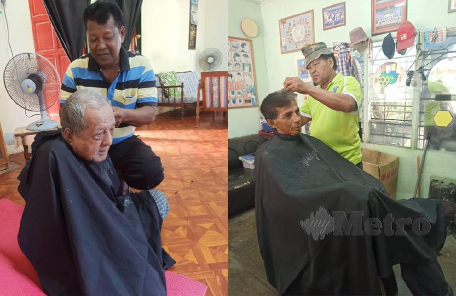 Ismail Bakar ketika menggunting rambut di kedainya di Kelemak, Alor Gajah selepas pandemik Covid-19. FOTO NAZRI ABU BAKAR