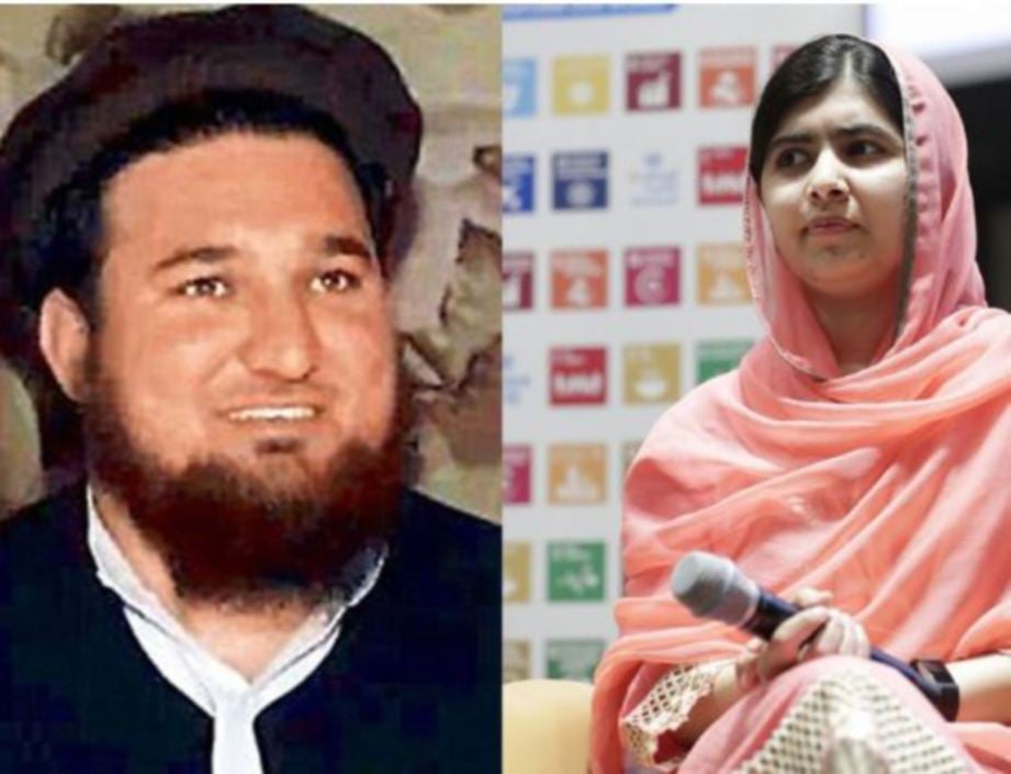 EHSANULLAH (kiri) pengganas paling dikehendaki di Pakistan, meloloskan diri dari penjara. Malala (kanan) mangsa yang ditembak Ehsanullah pada 2012. FOTO Agensi