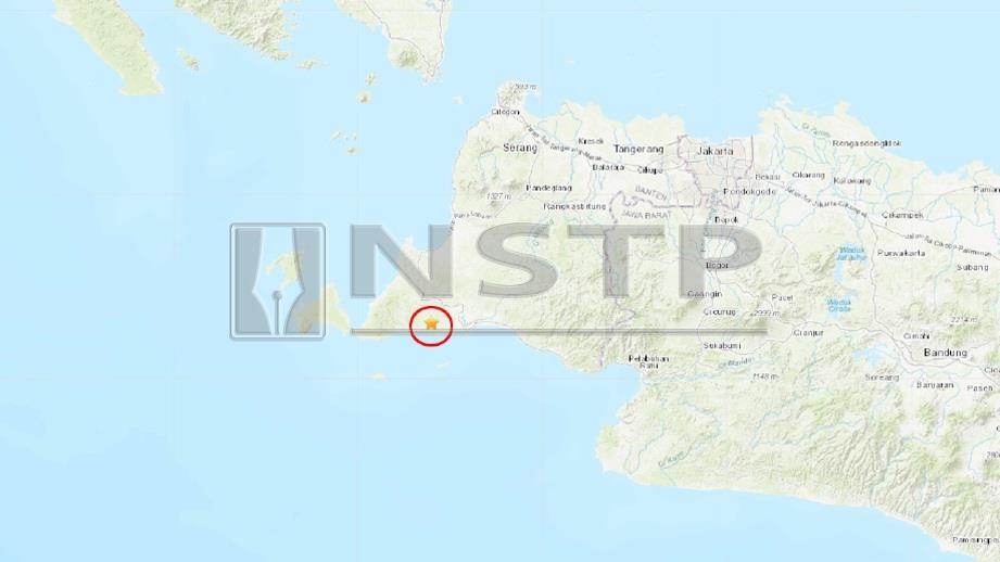 PUSAT gempa bumi yang melanda Java. FOTO USGS