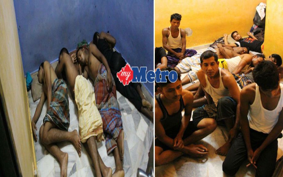 Keadaan warga Bangladesh yang bersesak di dalam dua bilik di sebuah kediaman di Ampang. FOTO ihsan Jabatan Imigresen