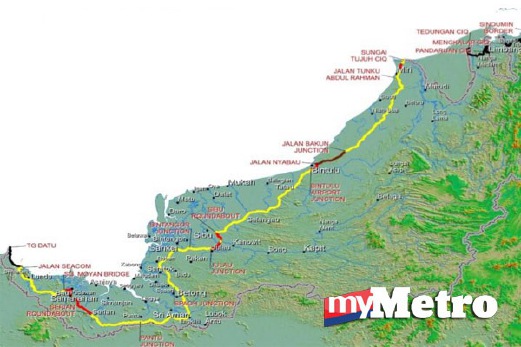 LEBUHRAYA Pan Borneo Sarawak dari dari Teluk Melano sehingga ke Lawas.