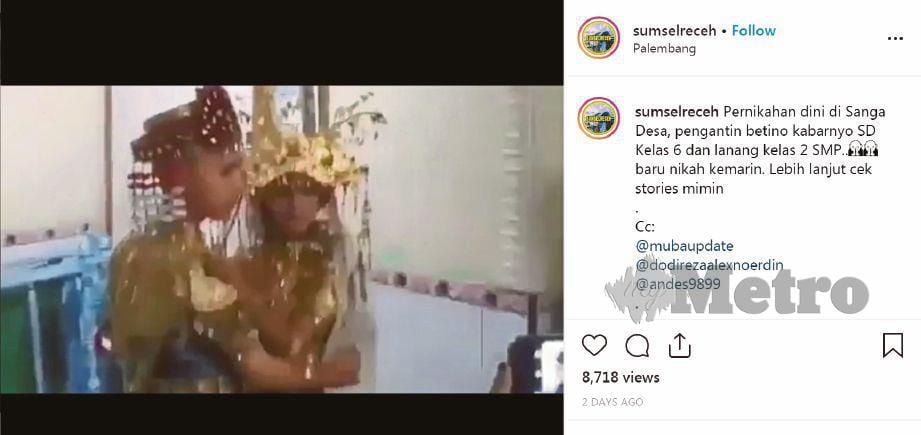 VIDEO perkahwinan pasangan remaja itu tular di media sosial Indonesia. - Agensi