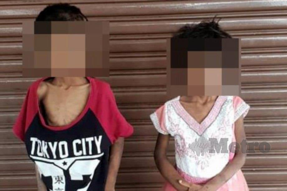 KANAK-KANAK berusia tujuh dan lapan tahun yang dipercayai didera tiga beranak di Pusat Bandar Puchong, Serdang. FOTO Ihsan Pembaca