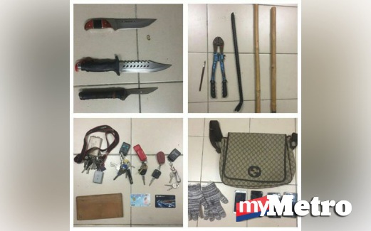 SENJATA dan barangan yang dirampas daripada suspek. FOTO ihsan Polis