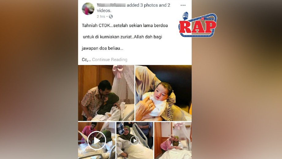 GAMBAR anak Siti Nurhaliza yang tular di media sosial.