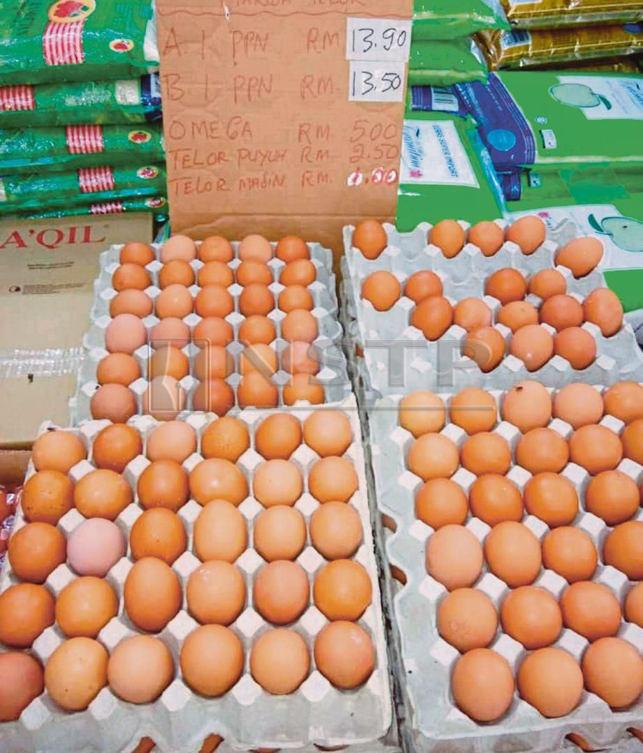 HARGA telur ayam di sebuah kedai runcit di Taman Sri Impian masih dijual pada harga yang sama seperti minggu lepas.