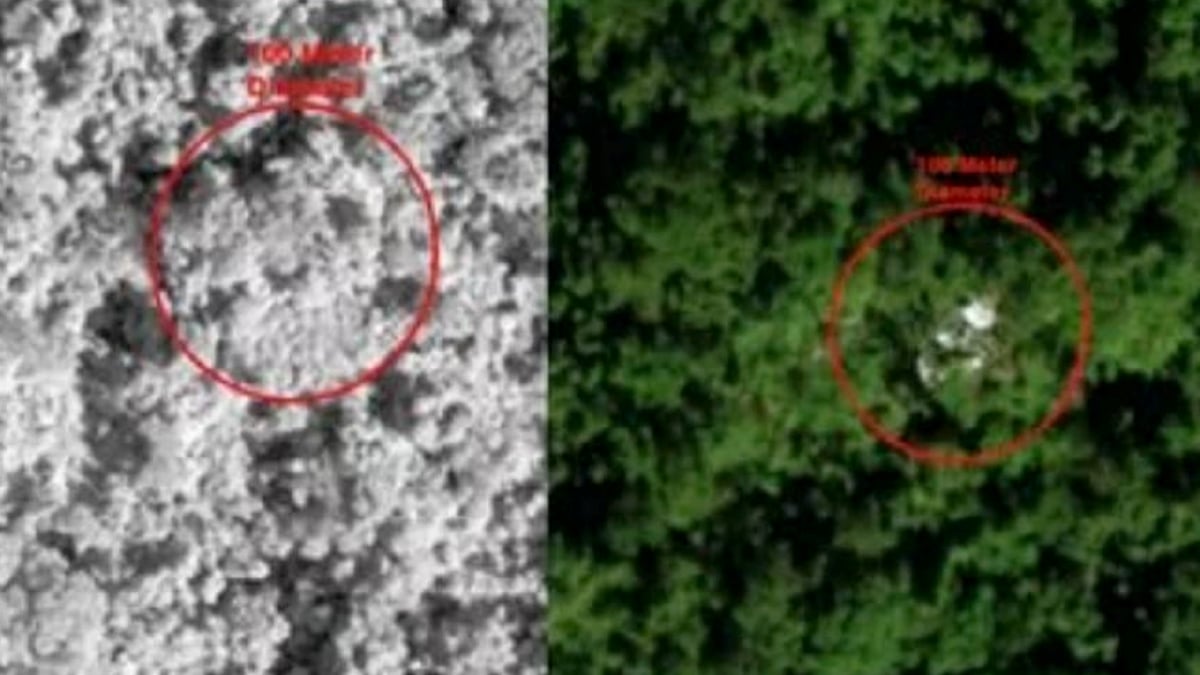 IMEJ satelit yang didakwa sebagai MH370 di kawasan hutan di Kemboja. FOTO Agensi