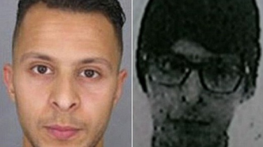 GAMBAR diedarkan polis Perancis menunjukkan wajah Salah yang asal dan ‘berambut’ serta berkaca mata.