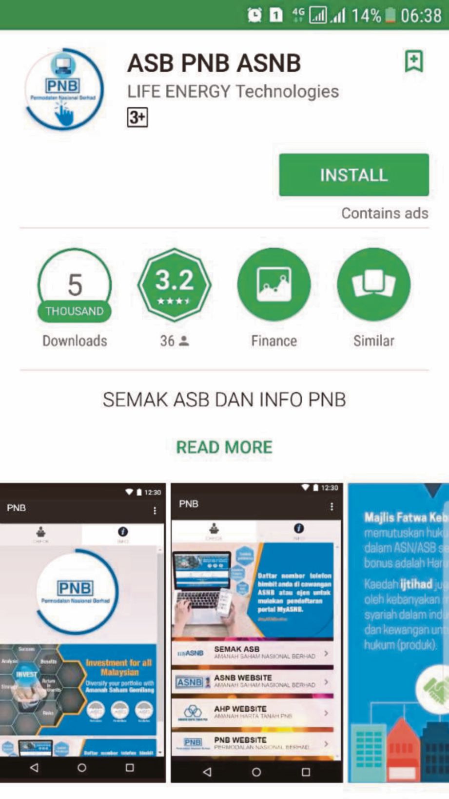 Aplikasi yang menggunakan nama dan logo PNB tanpa kebenaran. 