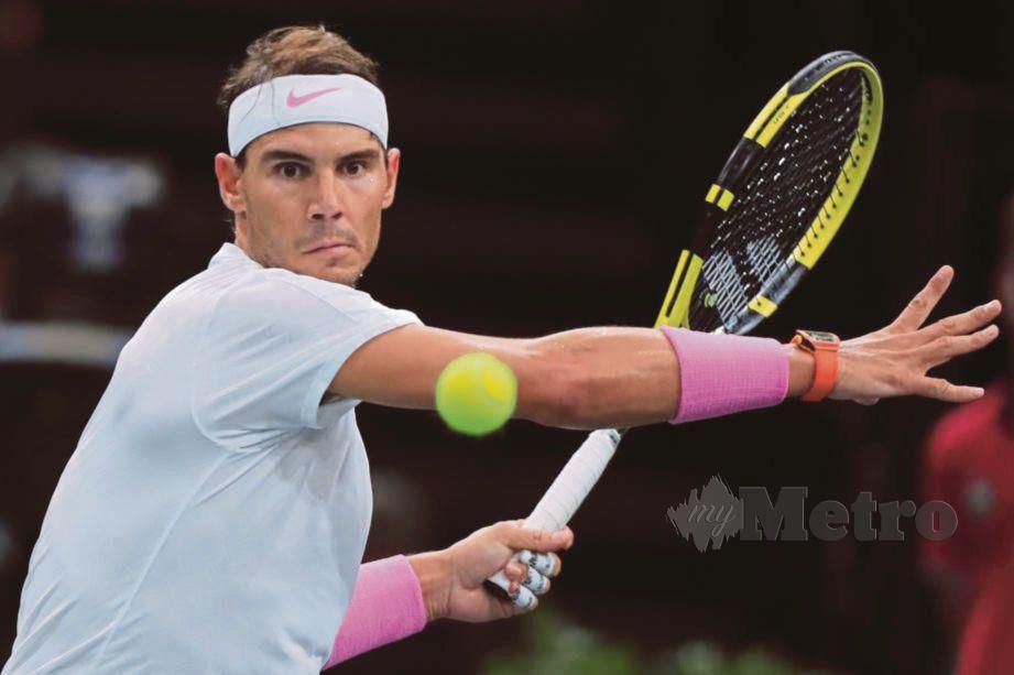 Aksi pemain Sepanyol, Rafael Nadal. FOTO File Agensi