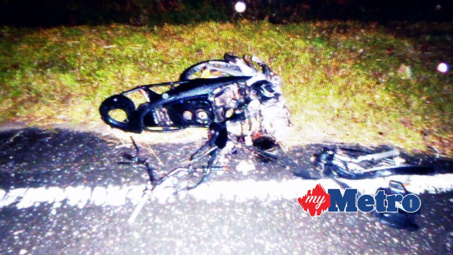 KEADAAN motosikal yang terbabit kemalangan. FOTO ihsan Polis
