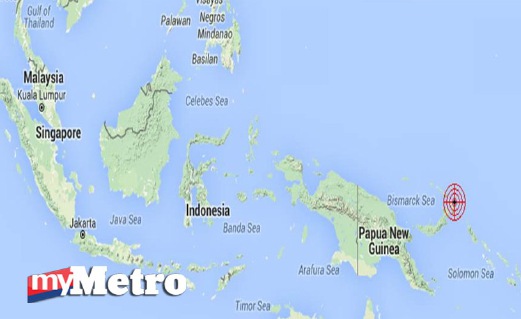 GEMPA bumi dikesan di New Ireland, Papua New Guinea. FOTO Jabatan Meteorologi
