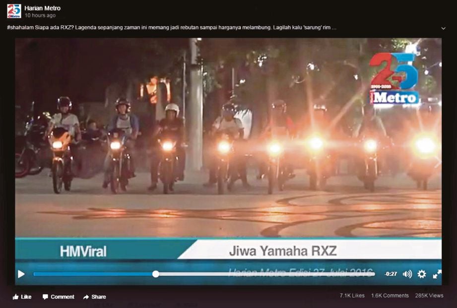 HM Viral mengenai peminat motosikal Yamaha RXZ. 
