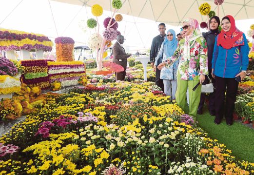 TUANKU Hajah Haminah berkenan melihat pameran pelbagai bunga di Majlis Festival Floria Diraja Putrajaya 2016.