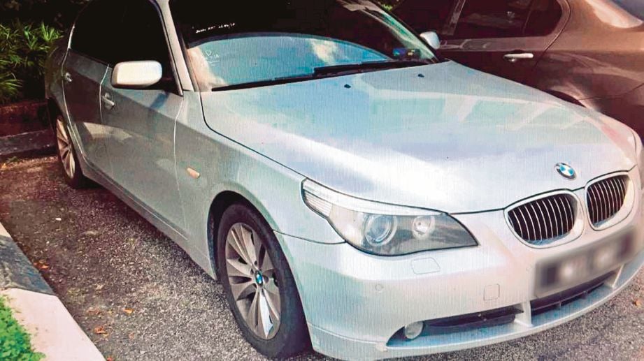   Kereta BMW Sport E60  dipandu    suspek  yang ditahan polis, kelmarin.