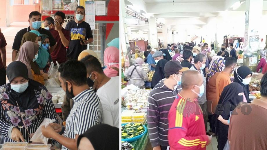 ORANG ramai memakai pelitup muka di pasar Siti Khadijah. FOTO Nik Abdullah Nik Omar