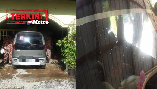 Budak perempuan berusia tiga tahun terperangkap 30 minit dalam kereta Perodua Kenari di laman rumahnya, pagi tadi. FOTO ihsan bomba