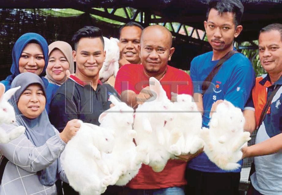 NIWANA (kiri) bersama   penternak arnab yang aktif di Kelantan   ketika ditemui di Bachok Rabbit Farm.