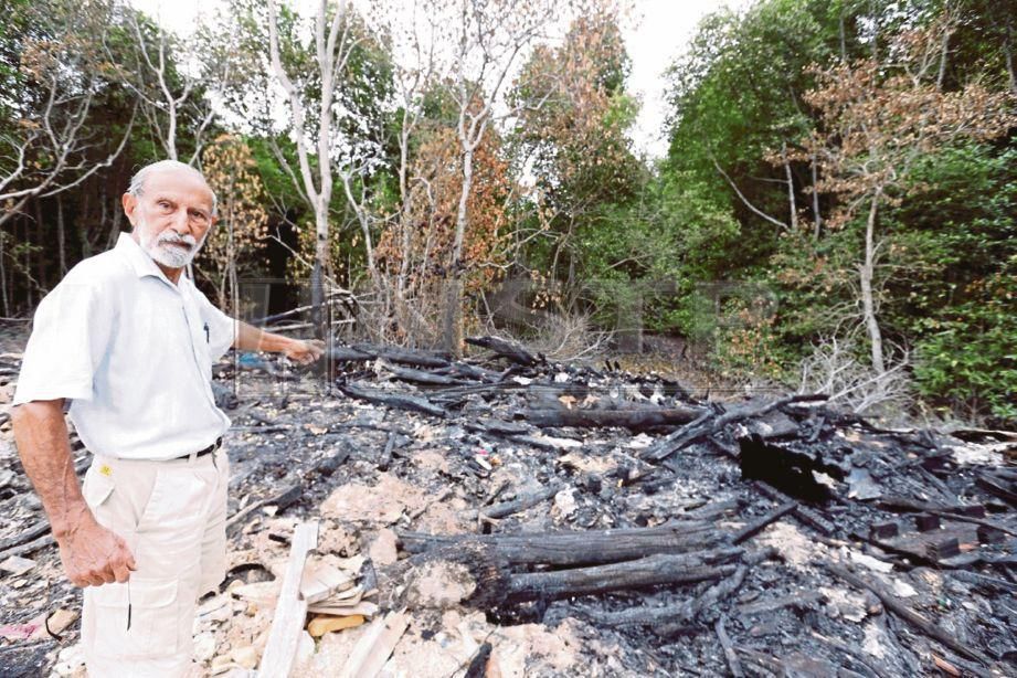 RAKAN SAM, Ravinder Singh menunjukkan kesan kebakaran yang memusnahkan pokok bakau di kawasan yang diceroboh pihak tidak bertanggungjawab. 