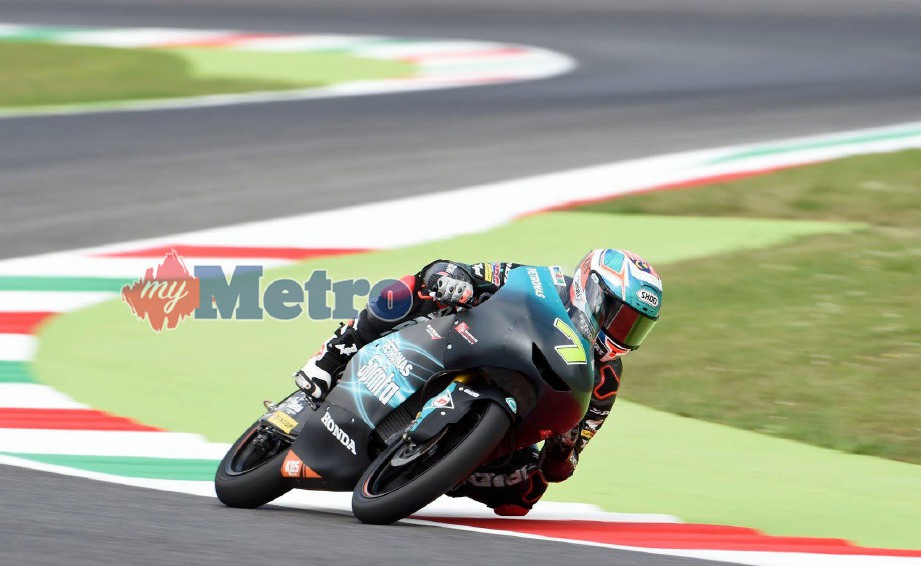PELUMBA Moto3 negara, Adam Norrodin ketika berlumba di GP Itali. FOTO SIC Racing Team