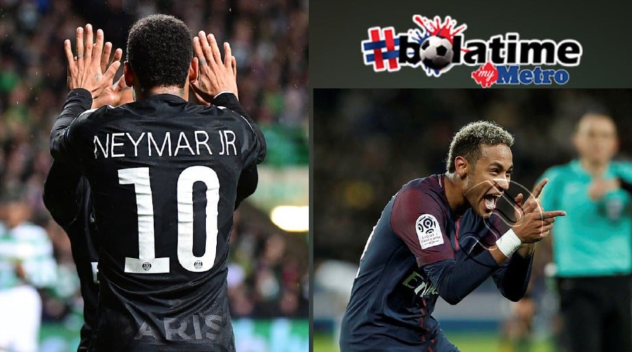 Gelagat Neymar meraikan kemenangan pasukannya dalam Ligue 1. FOTO REUTERS/Daily Mail