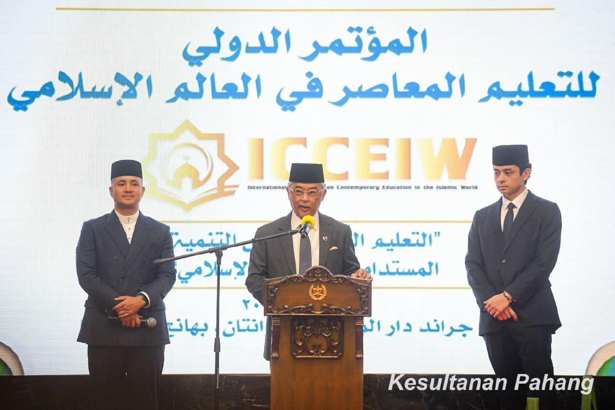 AL-SULTAN Abdullah bertitah pada Majlis Penutupan ICCEIW. FOTO Facebook Rasmi Kesultanan Pahang