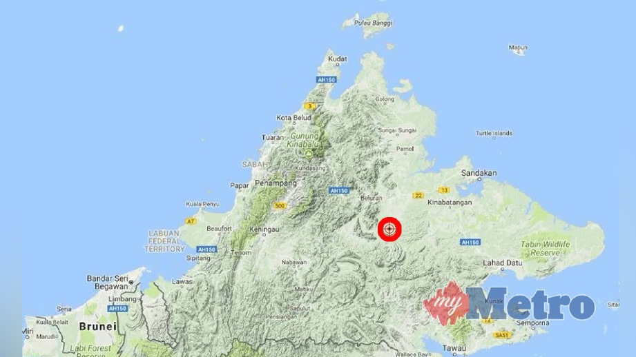 DAERAH Tongod yang dilanda gempa bumi lemah hari ini. FOTO  ihsan MetMalaysia