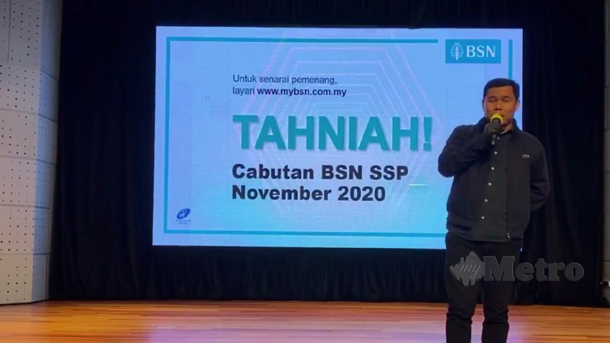 BSN mengumumkan pemenang cabutan BSN SSP November 2020 secara Maya di media sosial. FOTO Facebook BSN