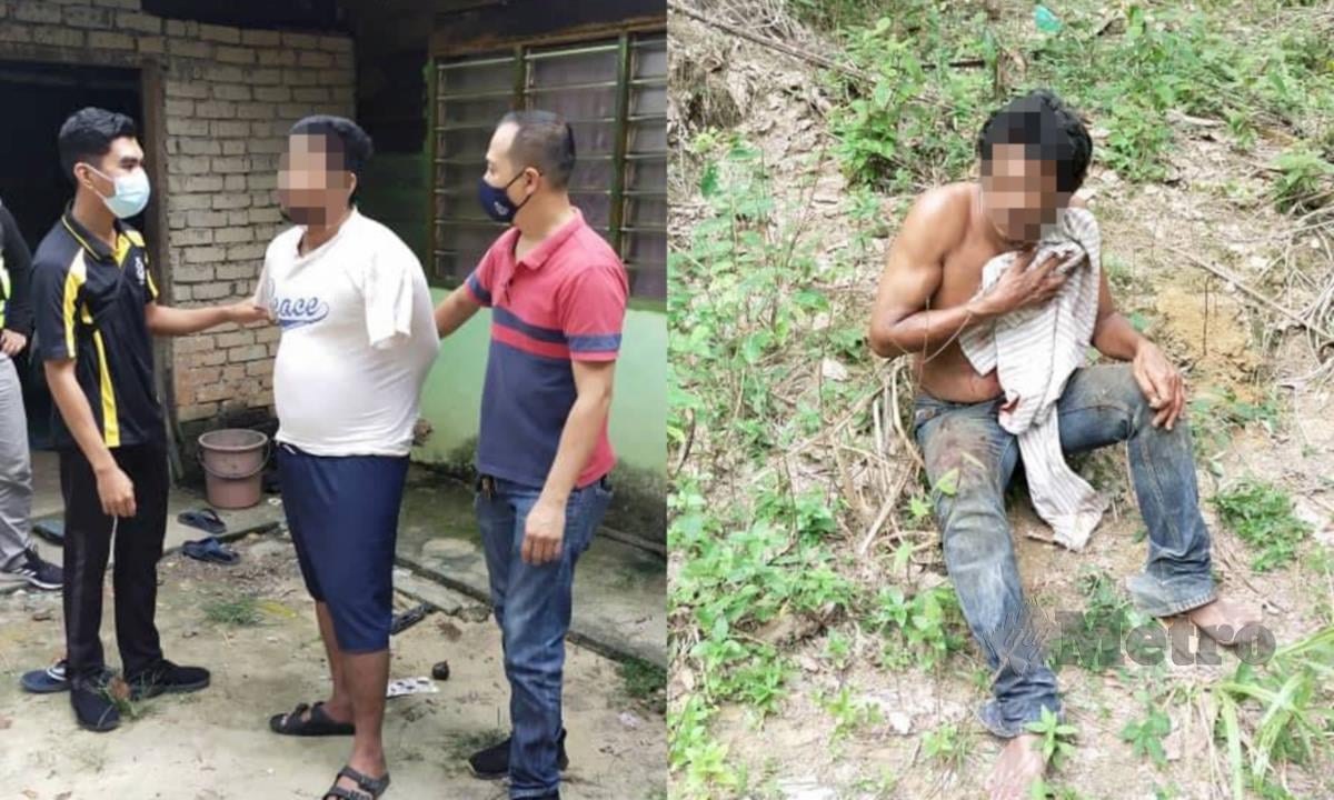 Penoreh getah (kanan) cedera dada kiri akibat ditikam adik ipar (kiri) dalam kejadian di Kampung Gunung Bongsu, Karangan, Kulim. FOTO IHSAN PD