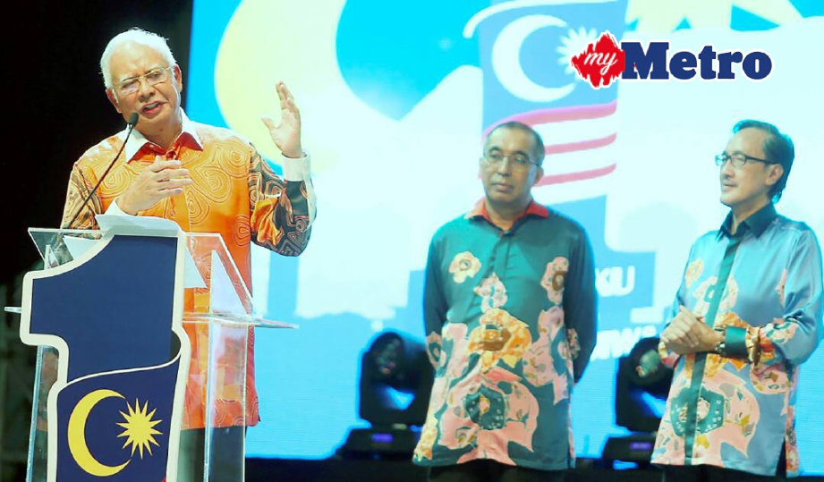 Perdana Menteri, Datuk Seri Mohd Najib Razak ketika menyampaikan ucapan pada Sambutan Hari Malaysia 2017, di Kompleks Sukan Likas, Kota Kinabalu. FOTO Malai Rosmah Tuah