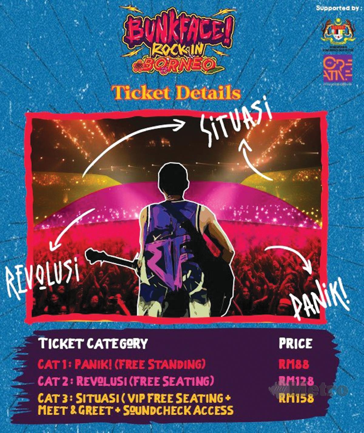 TIKET menyaksikan konsert Bunkface Rock In Borneo sudah mula dijual sejak bulan lalu.