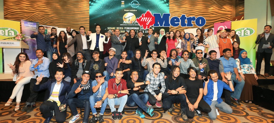 Barisan Artis pada pengumuman 5 Calon Akhir Anugerah Industri Muzik (AIM 22).FOTO NSTP/HASRIYASYAH SABUDIN